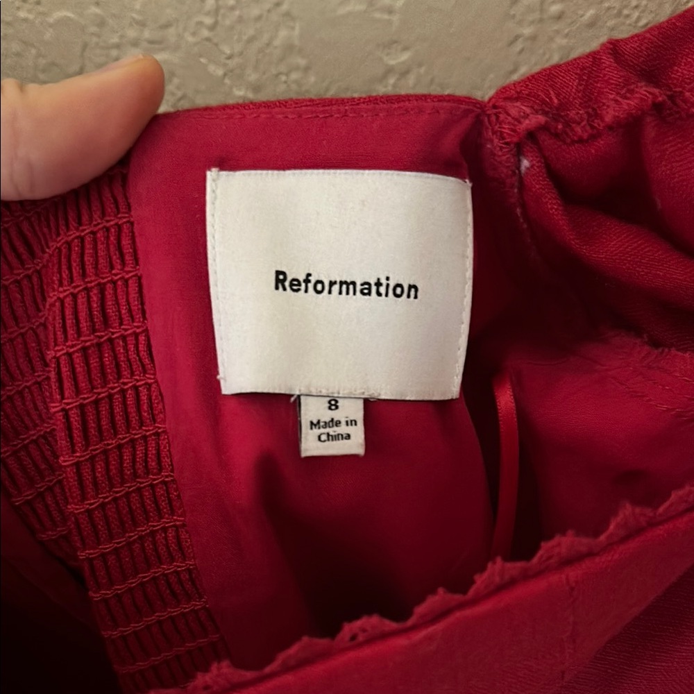 Reformation Marella Linen Dress Cherry - Picture 6 of 10